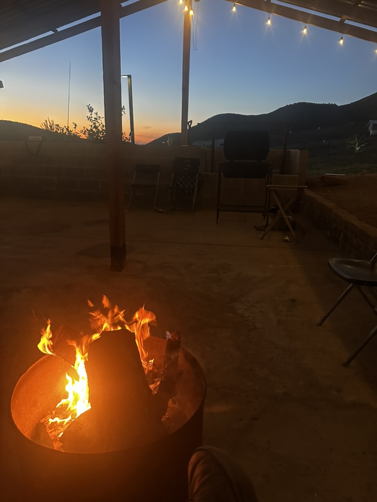 Fire pit at sunset
